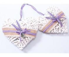 DiKasa 82-HC4M Cuore Appendibile Decorazione Lavanda, Vimini, Bianco, 25x5x25 cm