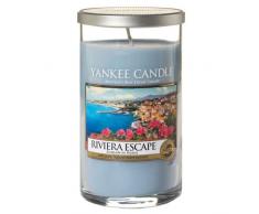 Yankee Candle Pillar Candele Décor Riviera Escape, Vetro, Blu, 8.2 x 8 x 13.9 cm
