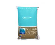 Nuit des Vosges, Cotoval - Lenzuola con Angoli Elasticizzati, in Cotone in Tinta Unita, Cotone, Laguna, 160 x 200