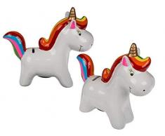 Out of the blue Unicorno Salvadanaio con Lucchetto, Ceramica, Bianco, 21x6.5x18.5 cm