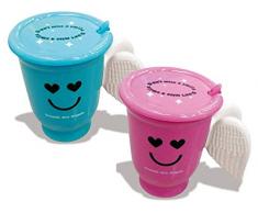 Junior Star Tazza Mug in Plastica Angelo con Coperchio, Rosa, 11 x 9 cm