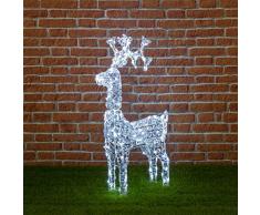 XMASKING Renna con Cristalli, 200 LED Bianco Freddo, H 90 cm, Renne Luminose, Decorazioni di Natale per Giardino, luci Natalizie