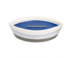 Woodwick Denim Tuffato Candela, Ceramica, Blu, 11.8Â x 20.5Â x 6.8Â cm