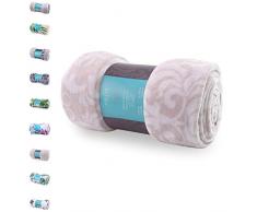 AmeliaHome Cuddle Collection - Coperta in Microfibra con Motivo Floreale e Foglie, Microfibra Pile Poliestere, Decor, 220 x 240