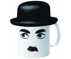 E-My Charlie Mug con Cappello, Porcellana, Silicone, Nero