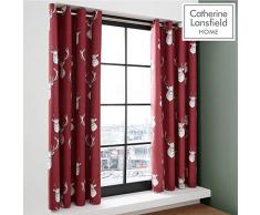 Catherine Lansfield Munro Stag, Cotone, Tende con Occhielli, 66 x 183 cm, Rosso