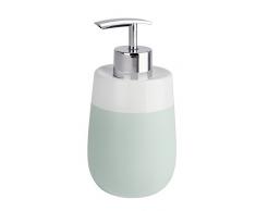 WENKO Dispenser sapone Malta verde menta/bianco ceramica Capacità: 0.3 l, Ceramica, 7.5 x 15 x 8 cm, Verde menta