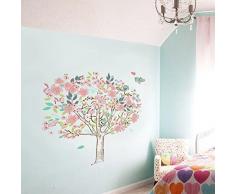 WALPLUS ADESIVI DA PARETE FIORI DI CILIEGIO UCCELLINO ALBERO rimovibile autoadesivo arte murale decalcomania vinile DECORAZIONE CASA fai-da-te VIVENTE ufficio camera letto carta parati cameretta bimbi