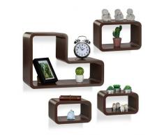 Relaxdays 10021892_93 Set 4 Mensole da Parete a Forma di L, Cubi in Design Moderno, per Libri, DVD e Decorazioni, Marrone