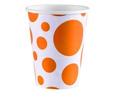 amscan Bicchieri di Carta a Pois Arancioni 266 ml