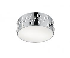 Reality Praque Plafoniera con Tagli, Laser Effetto 3D con Diffusore, Diametro 35 cm E27, Cromo, 35 x 35 x 14 cm