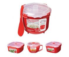 Sistema Cuociriso + Sistema Ciotola con manico + Sistema Contenitore Per Cottura A Vapore. Colore Rosso