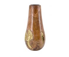 Moycor 8880111 - Vaso Erosi Conico in Legno Tek e Metallo, 19x19x40