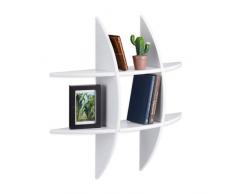 Relaxdays 10021903_49 Mensola da Parete 6 Scomparti, Forma Rotonda, ProfonditÃ 17 cm, Porta-CD, Pensile, Bianco, legno mdf