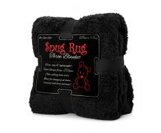 Snug Rug Pregiato Sherpa, Edizione Speciale Coperta in Pile 127 x 178 cm (50) x 70 cm (Nero)