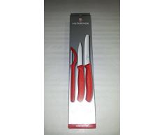 Victorinox Swiss Classic Gemüsemesser-Set mit Schäler, 3-Teilig, Rot Coltello, Rosso, Mediano