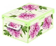 KANGURU Scatola in Cartone PEONIE Small per sistemazione di Abiti, Vestiti, Armadio, casa. 35 x 25 x 17.5 cm