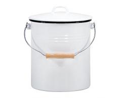 Karl KrÃ¼ger M10 bidone per la Spazzatura 10 L Rotondo Acciaio Bianco, Legno