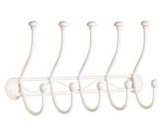 Premier Housewares 0509737 Appendiabiti Chic, 6 Ganci, Vite di Fissaggio, Verniciato a Polvere di Metallo Crema