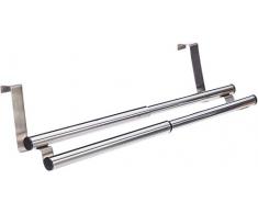 Relaxdays Porta Asciugamani Allungabile, 2 Aste, da Appendere, Porte & Mobili, L: Max. 40 cm, Acciaio Inossidabile, Argento