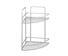 Metaltex Reflex Mensola angolare 2 Piani, Filo Ferro, Grigio Metallizzato, 23x23x35 cm