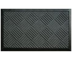 Deco Tapis - Zerbino, motivo a quadri, in polipropilene, 75 x 45 cm grigio