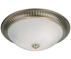Endon Plafoniera 91123 con bordatura decorata in colore ottone antico, 2 luci da 40 W, montaggio a filo, misure: H 100 mm, D 320 mm, attacco ES