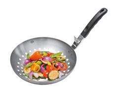 Gefu ge89250Â Wok a Verdura Barbecue con Manico Rimovibile in Acciaio Inox 29Â x 28,5Â x 10Â cm