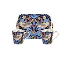 Morris & Co for Pimpernel, Set di tazzine con Vassoio, 3 pz, Modello Strawberry Thief, Multicolore