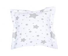 MI CASA Mi - Federa per Cuscino, Motivo: Stelle, 45 x 45 cm, Colore: Grigio