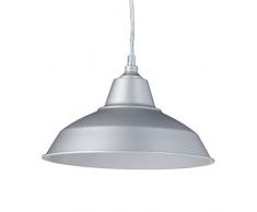 Relaxdays Lampadario, Lampada a Sospensione, Design Industriale, Interno Bianco, Grigio, 112 x 28 x 28 cm