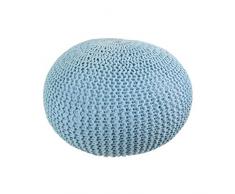 THE HOME DECO FACTORY Cuscino di Pavimento Intrecciato, Cotone, Blu, 50 x 50 x 27 cm