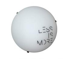 ONLI Plafoniera in Vetro Bianco con Scritta Decorativa. Diametro 25cm