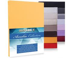 DecoKing 10129 Jersey Spannbettlaken 180x200-200x220 Microfaser Spannbetttuch Boxspringbett Amelia Lenzuola matrimoniali ad Angoli Elastici, Microfibra, Orange, 200 x 220 x cm