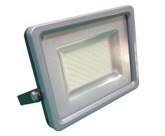 V-TAC - Faretto LED 50 Watt, SMD, luce naturale, IP65, sostituisce lampada alogena, alloggiamento in alluminio pressofuso grigio