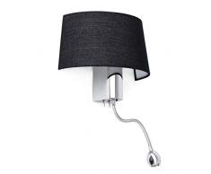 Faro Barcelona Hotel 29946 - Applique in metallo con luce a LED e copri-lampada in tessuto, colore: nero, 11 UnitÃ