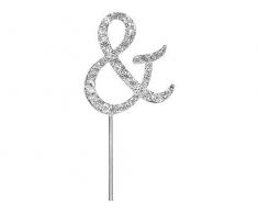 Club Green Diamante della Lettera â & am Argento Stab, 4,5 cm, Decorazione per Torte Stick BonBon IER endeko