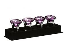 Premier Housewares 1403759 Set da 4 Portatovaglioli Diamante, Viola e Finitura Cromata