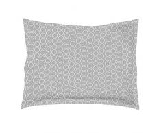 Douceur dIntérieur Zodiac - Federa con volant piatto, in cotone, colore: grigio/bianco, Cotone, grigio/bianco, 50x70x70 cm