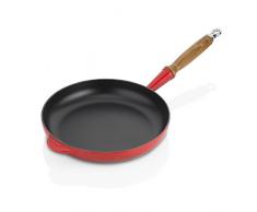 Le Creuset Padella in Ghisa con Manico di Legno, Rotonda, Ã 24 cm, Adatta a Tutte le Fonti di Calore incl. Induzione, 2,59 kg, Ciliegia