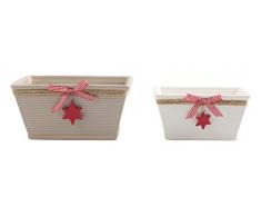 Villa dâEste Home Tivoli Essential Xmas Set 2 vasi rettangolari di Natale, Dolomite, Grigio/Bianco, 11x22x13 cm, 2 unitÃ