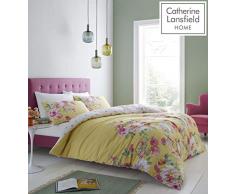 Catherine Lansfield Lille Floral Set Copripiumino per Letto Singolo, Poliestere, Giallo, piumone 1 Piazza