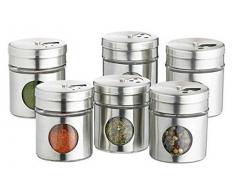Kitchen Craft Raccolta di Sei barattoli di spezie in Acciaio Inox
