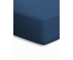 Schlafgut Jersey-Elasthan Lenzuolo con Angoli, Cotone/Tessuti Misti, Marine, 220 x 200 x 1 cm