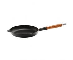 Le Creuset Padella in Ghisa con Manico di Legno, Rotonda, Ã 24 cm, Adatta a Tutte le Fonti di Calore incl. Induzione, 2,59 kg, Nero