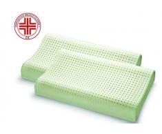 Marcapiuma - Coppia cuscini in Memory BIO GREEN Naturali con erbe officinali Doppia Onda Guanciali Memory Bio fodera 100% Cotone DISPOSITIVO MEDICO CE Detrazione 19% Ortopedico Antiacaro Made in Italy