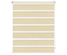 Deco Company Tenda a Rullo Doppia a Incastro, Catenella Laterale, Bande Trasparenti e opache, incl. Materiale di Montaggio, Beige, 100 x 150 cm