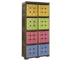 Tontarelli Omnimodus Scaffale con 8 Contenitori Cubo, Plastica, Wengè, 79x47x164 cm