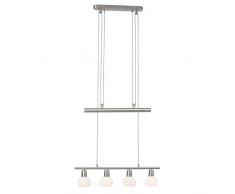 Brilliant Philo lampada a sospensione, 4Â luce, regolabile in altezza, 4Â X 3Â W e14, 4Â X 250Â Lumen, 3000Â K Bianco caldo, metallo/vetro, ferro/bianco, 10Â x 61Â x 260Â cm, g16372/13