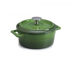 Pentole Agnelli COGHSRP10410G Slowcook Casseruola con Maniglie e Coperchio, Ghisa, Verde, 0.36 L - 10cm